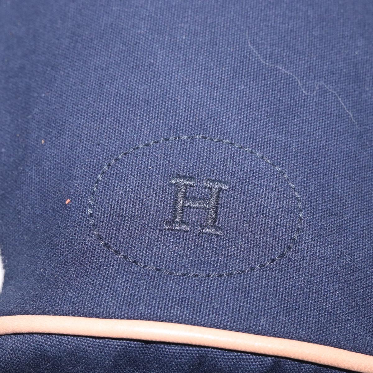 HERMES Purse Porochon Mimill Shoulder Bag Canvas Navy Gold Auth 177904A