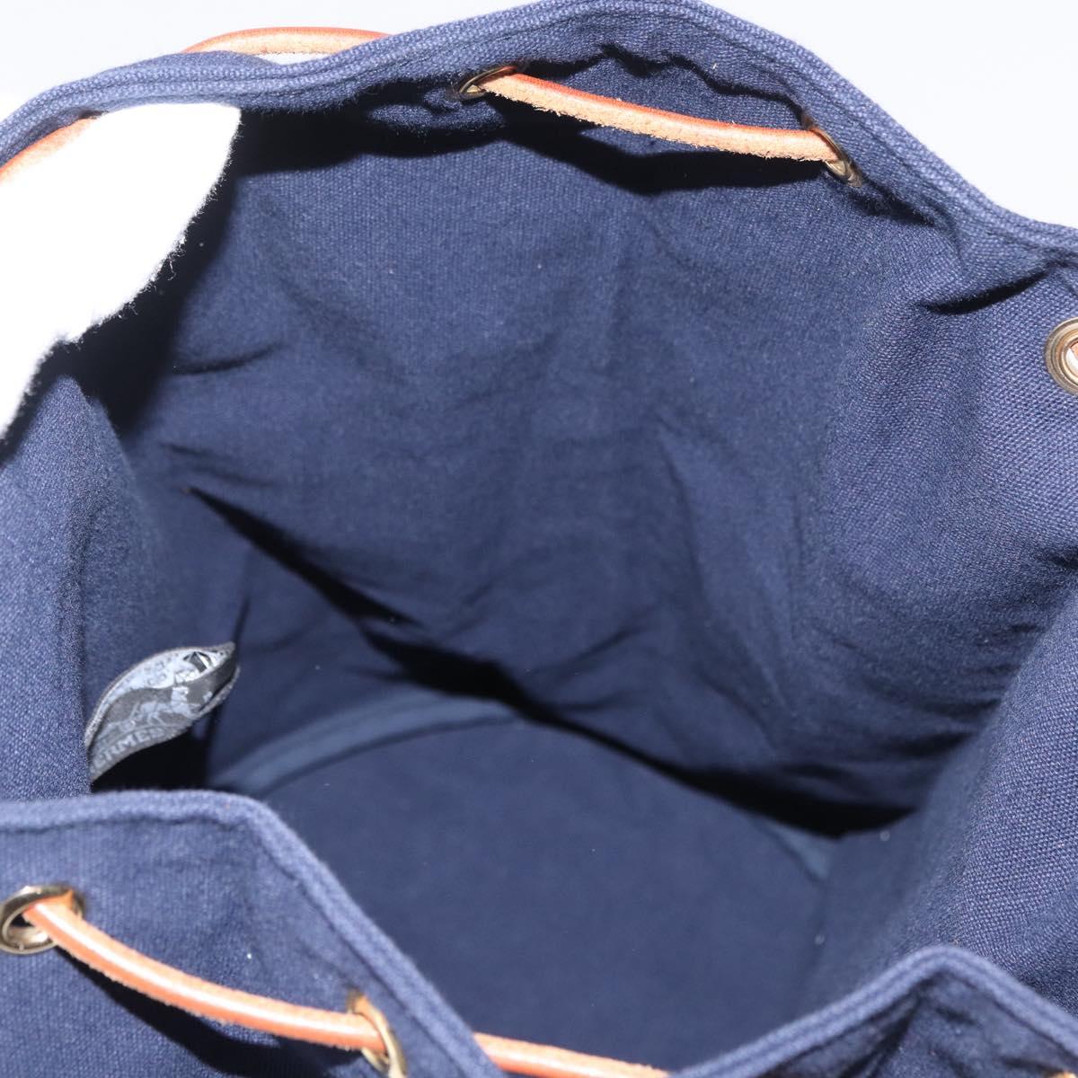 HERMES Purse Porochon Mimill Shoulder Bag Canvas Navy Gold Auth 177904A