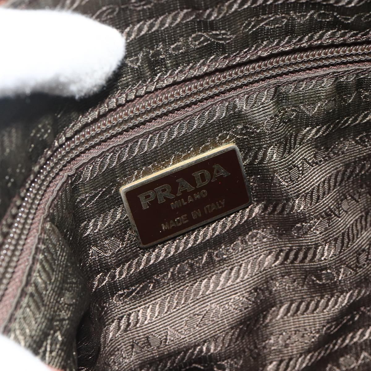 PRADA Shoulder Bag Leather Brown Gold Auth 177919