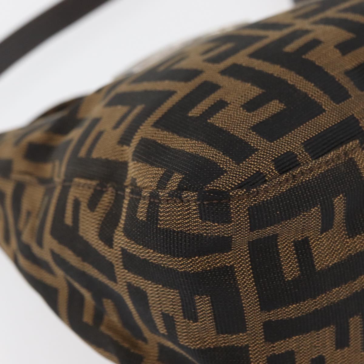 FENDI Zucca Canvas Mamma Baguette Shoulder Bag Black Brown Auth 177921SAV