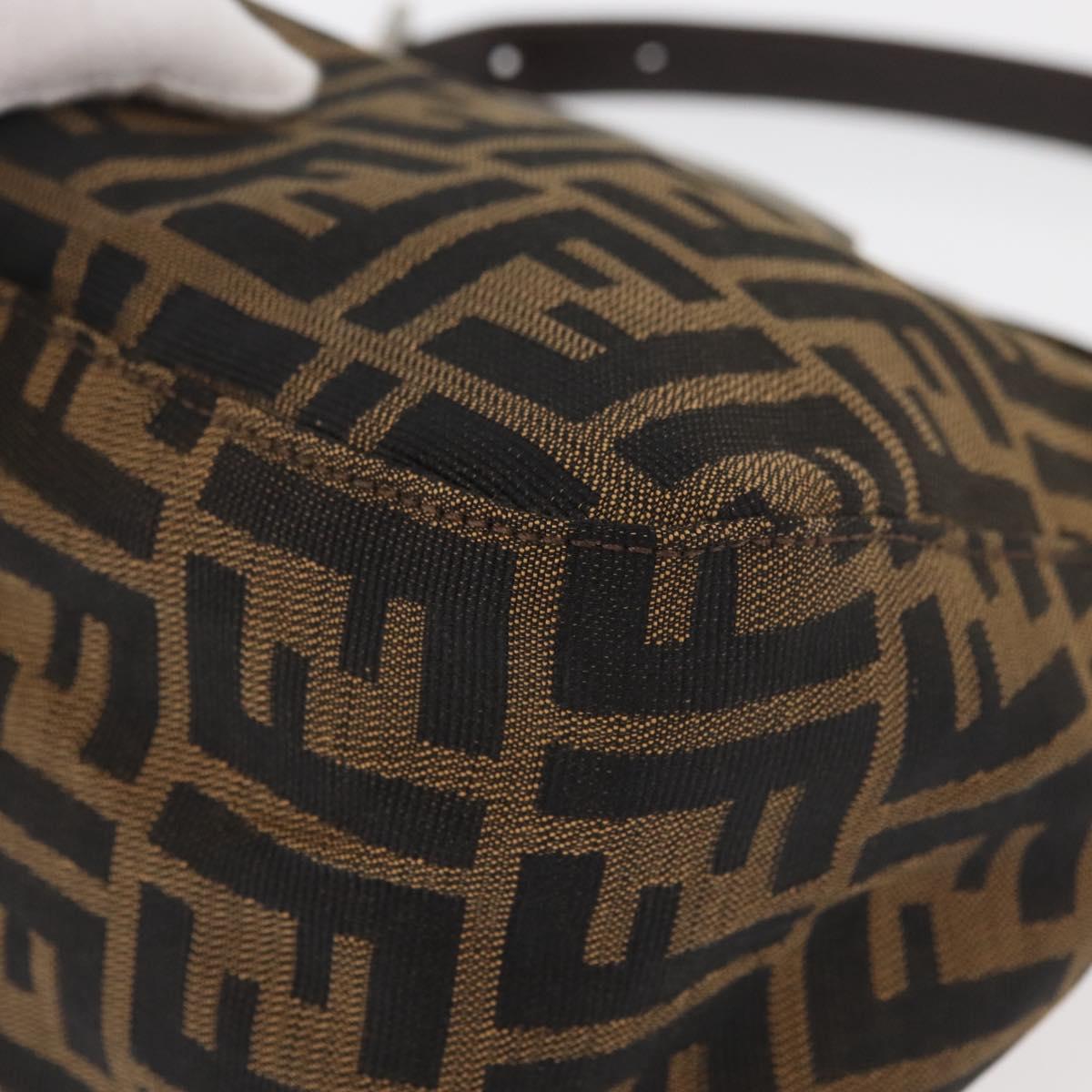 FENDI Zucca Canvas Mamma Baguette Shoulder Bag Black Brown Auth 177921SAV