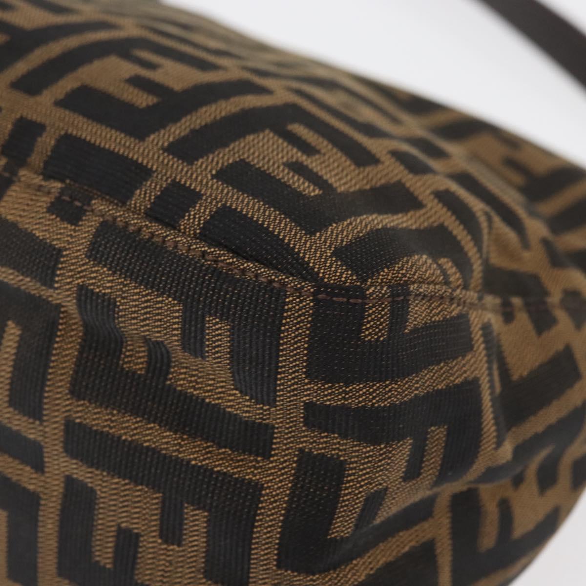 FENDI Zucca Canvas Mamma Baguette Shoulder Bag Black Brown Auth 177921SAV