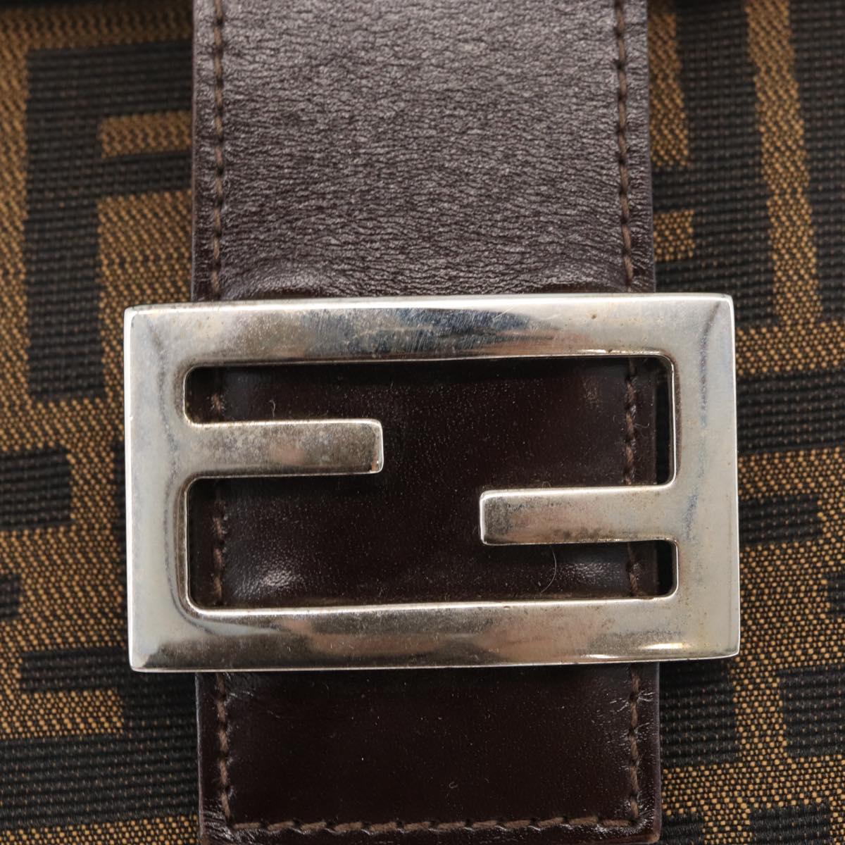 FENDI Zucca Canvas Mamma Baguette Shoulder Bag Black Brown Auth 177921SAV