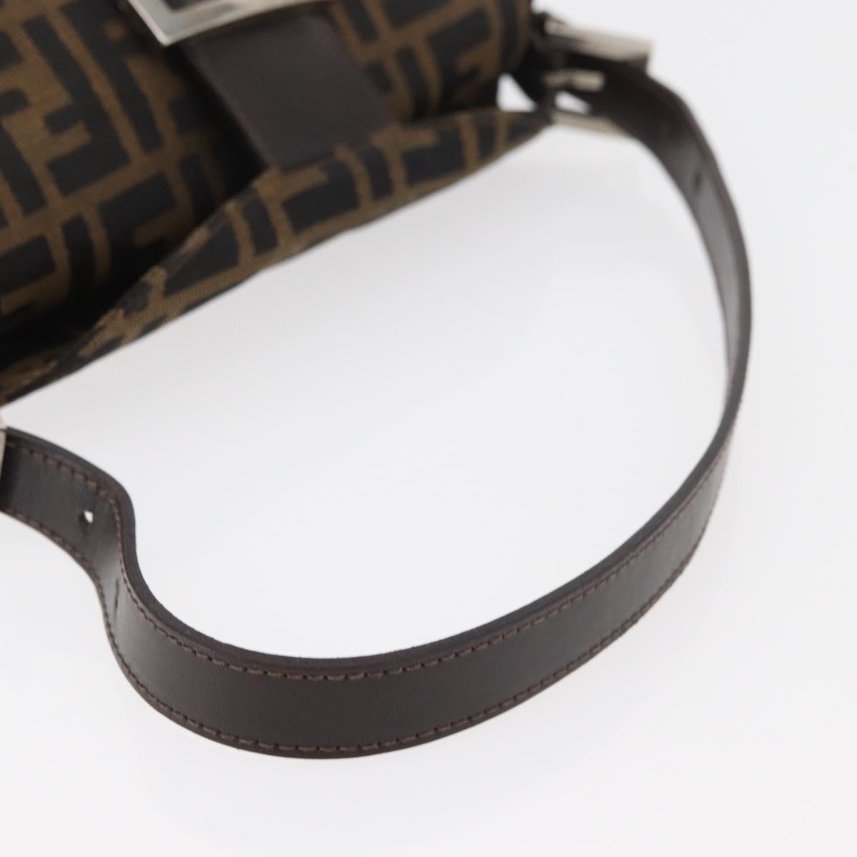 FENDI Zucca Canvas Mamma Baguette Shoulder Bag Black Brown Auth 177921SAV