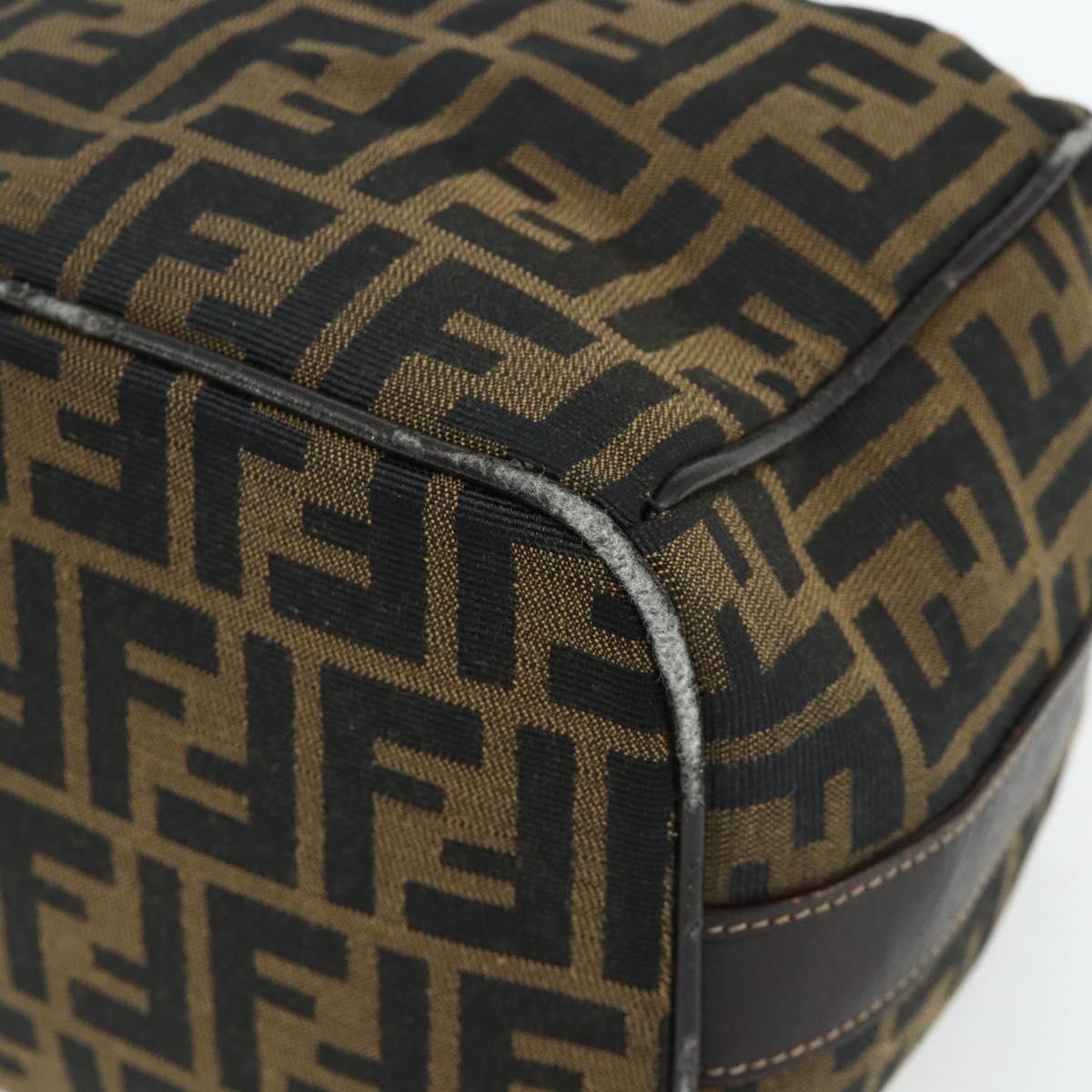 FENDI Zucca Canvas Hand Bag Black Brown Auth 177922