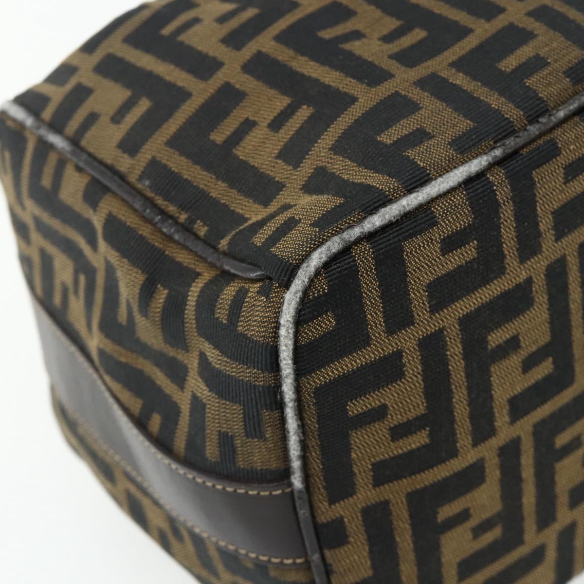 FENDI Zucca Canvas Hand Bag Black Brown Auth 177922