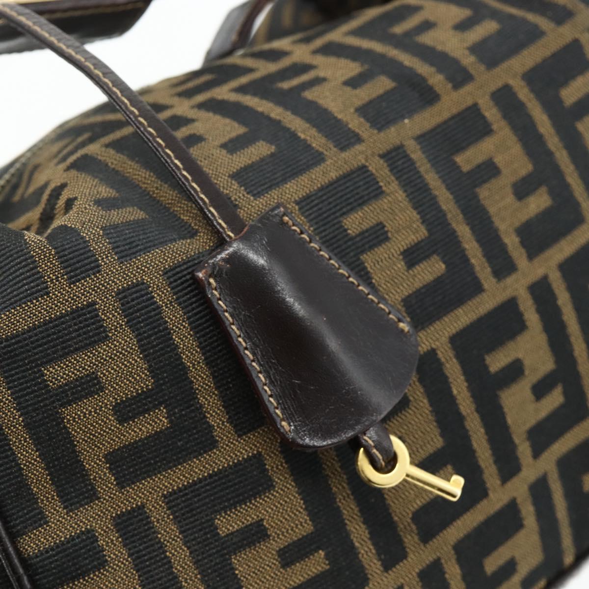 FENDI Zucca Canvas Hand Bag Black Brown Auth 177922
