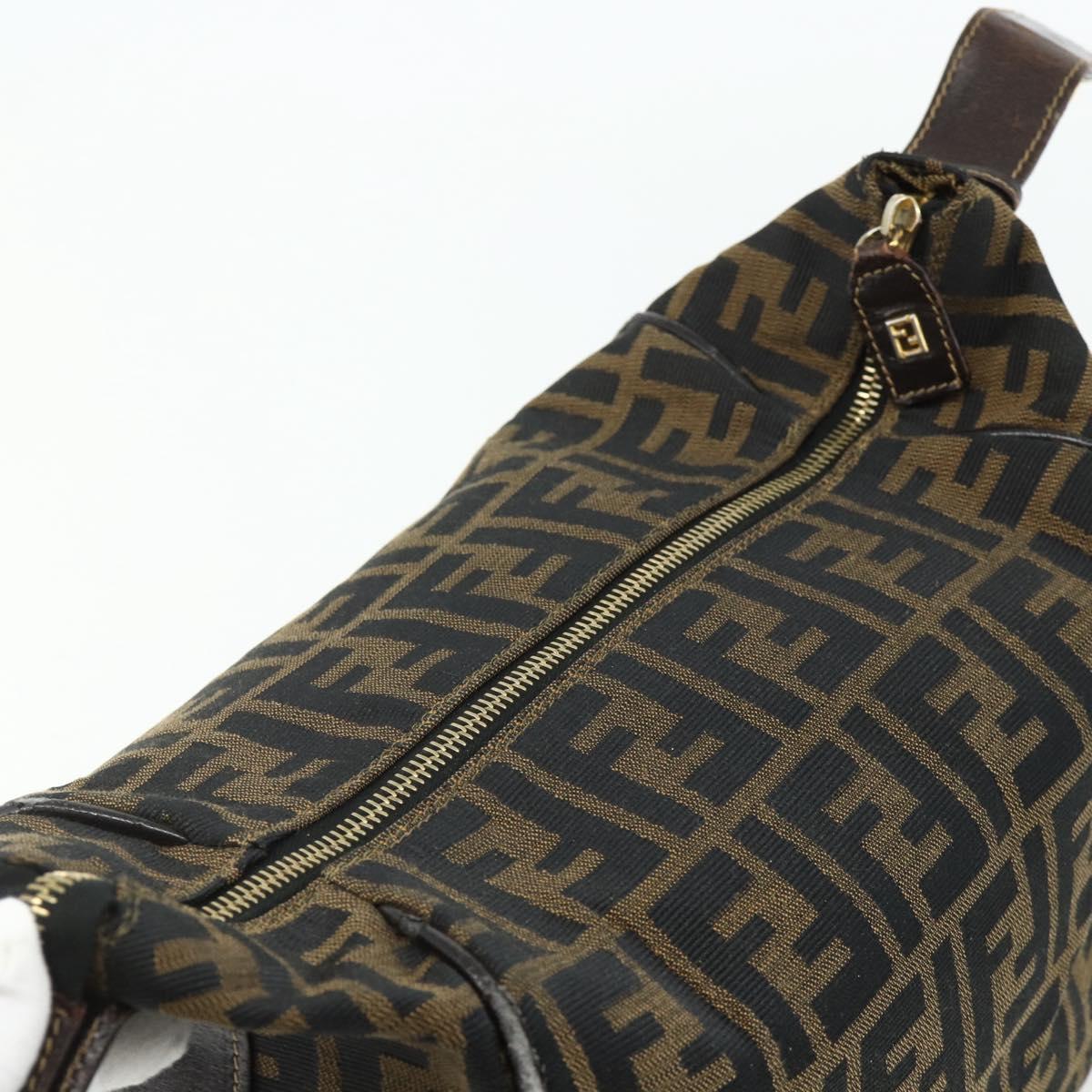 FENDI Zucca Canvas Hand Bag Black Brown Auth 177922