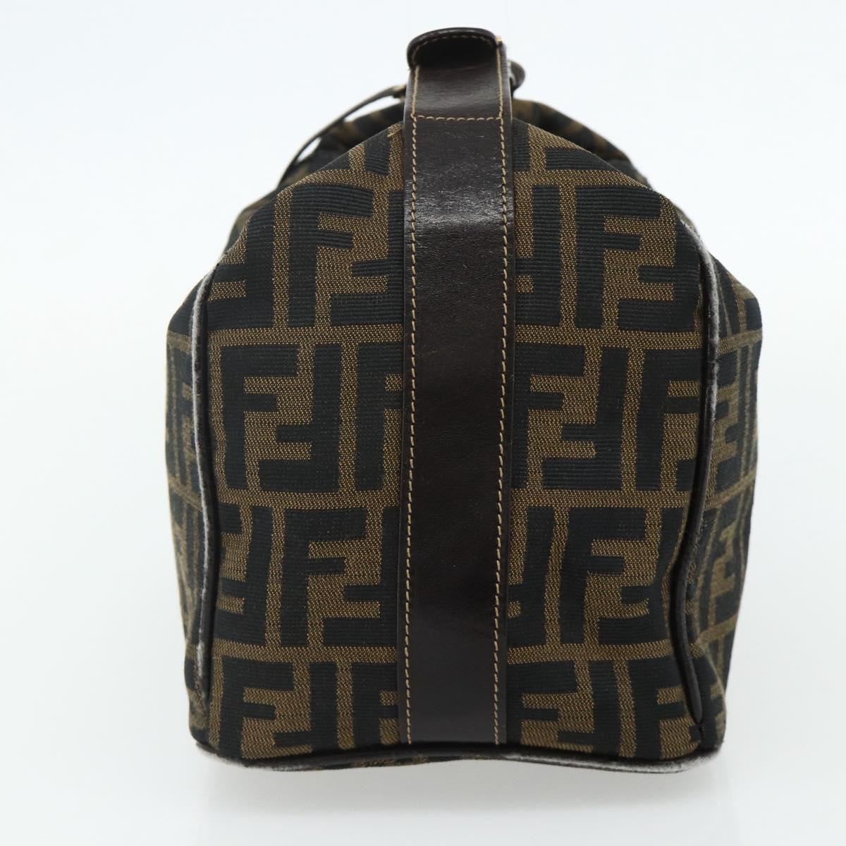 FENDI Zucca Canvas Hand Bag Black Brown Auth 177922