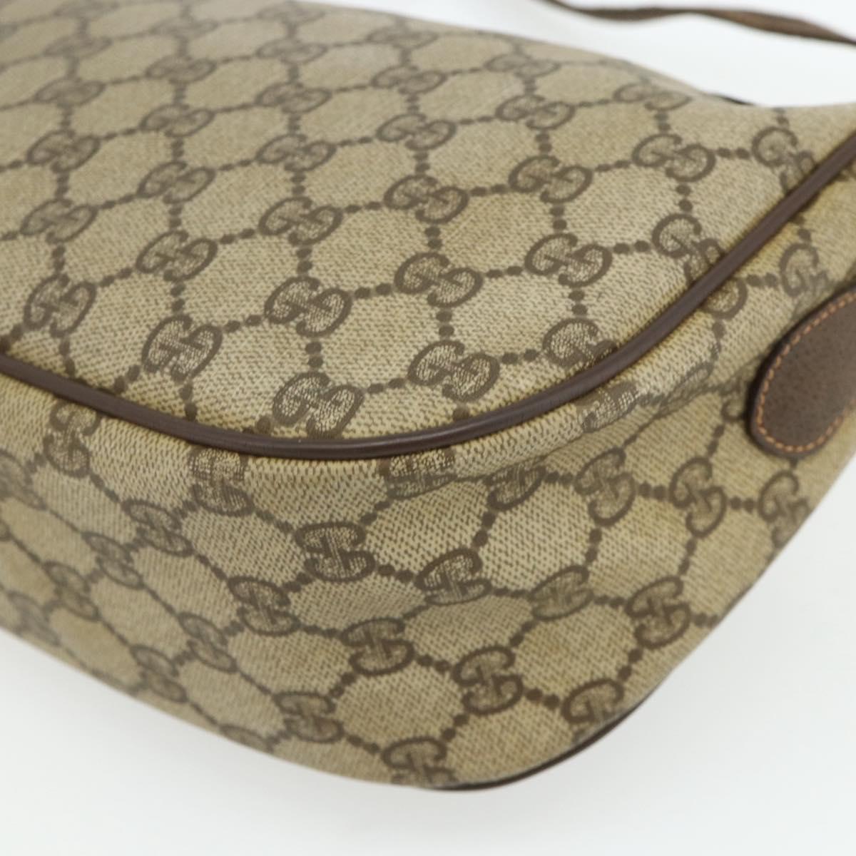 GUCCI GG Supreme Web Sherry Line Bag PVC Beige Gold 89 02 032 Auth 177923