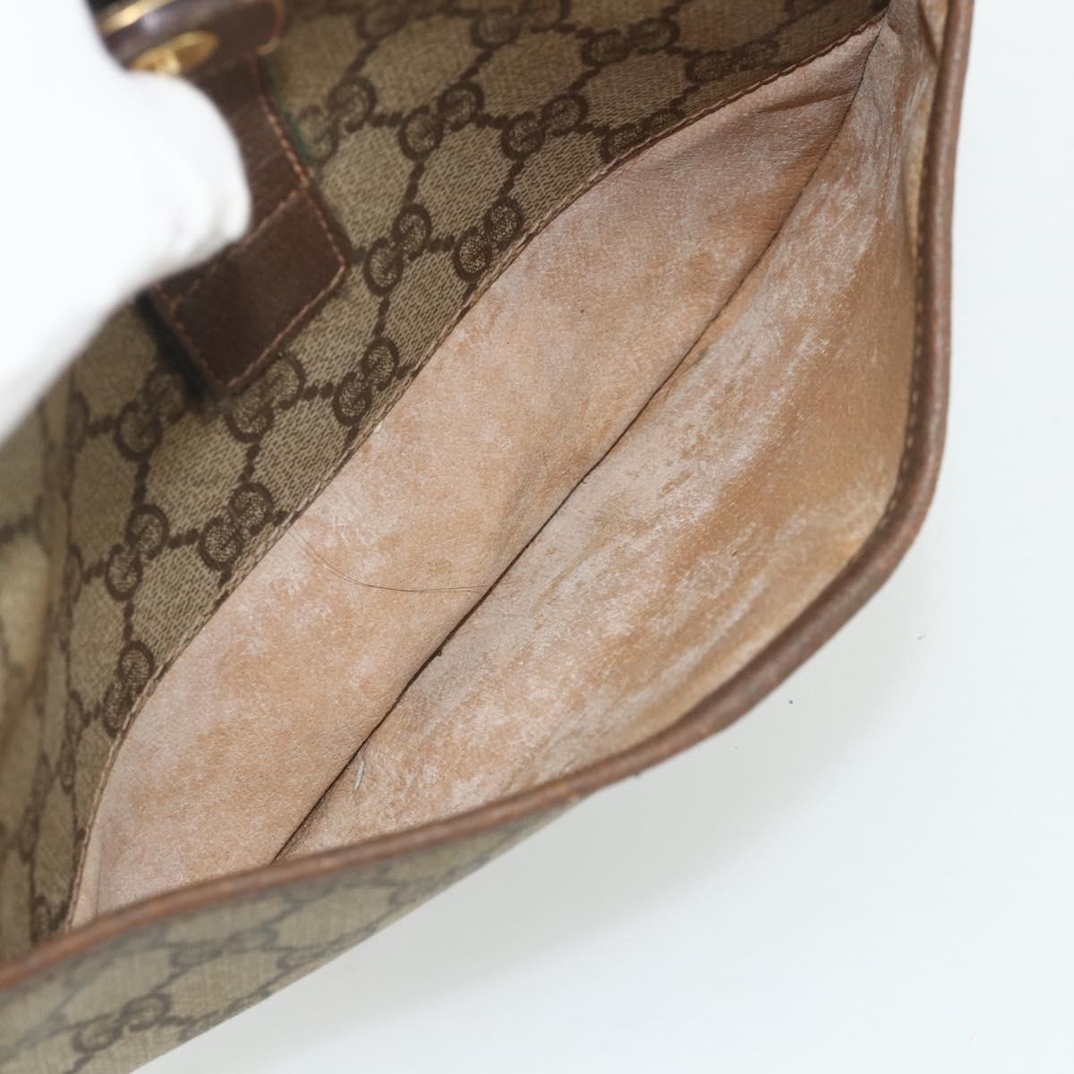 GUCCI GG Supreme Web Sherry Line Bag PVC Beige Gold 89 02 032 Auth 177923