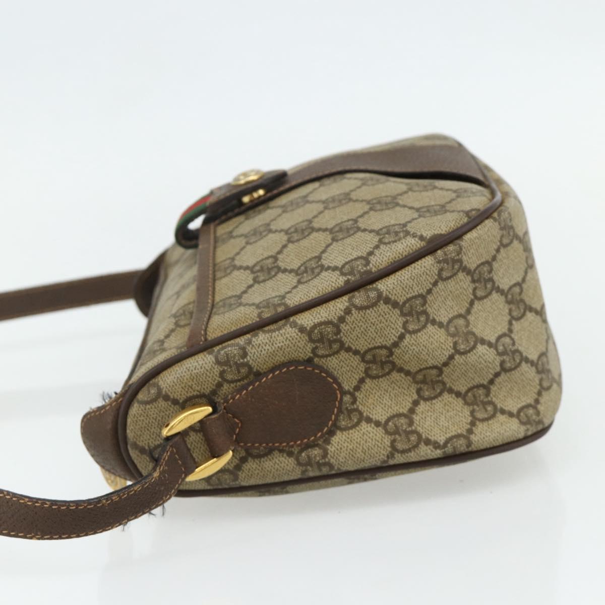 GUCCI GG Supreme Web Sherry Line Bag PVC Beige Gold 89 02 032 Auth 177923