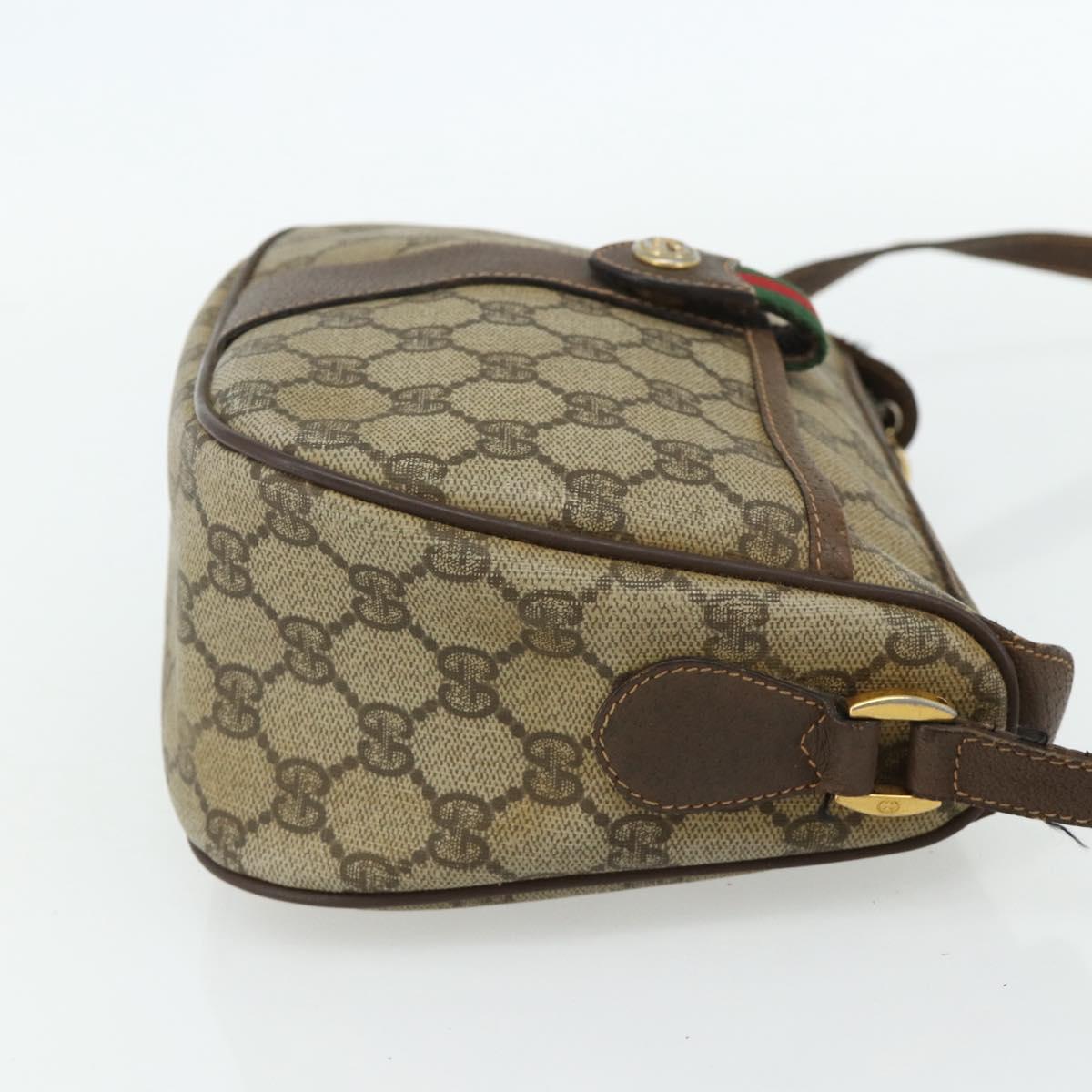 GUCCI GG Supreme Web Sherry Line Bag PVC Beige Gold 89 02 032 Auth 177923
