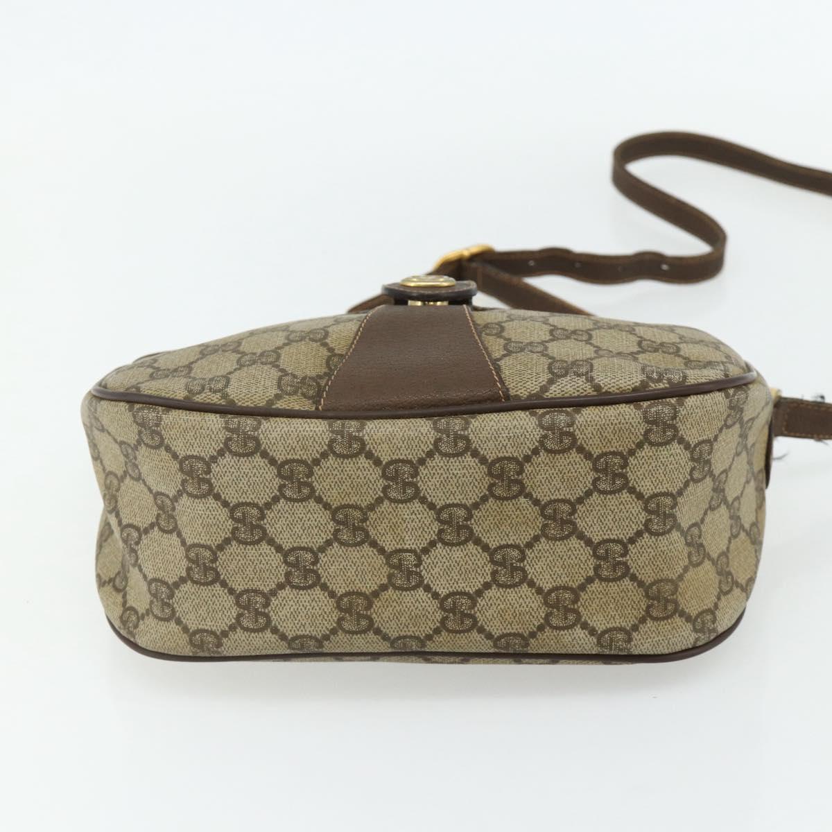 GUCCI GG Supreme Web Sherry Line Bag PVC Beige Gold 89 02 032 Auth 177923