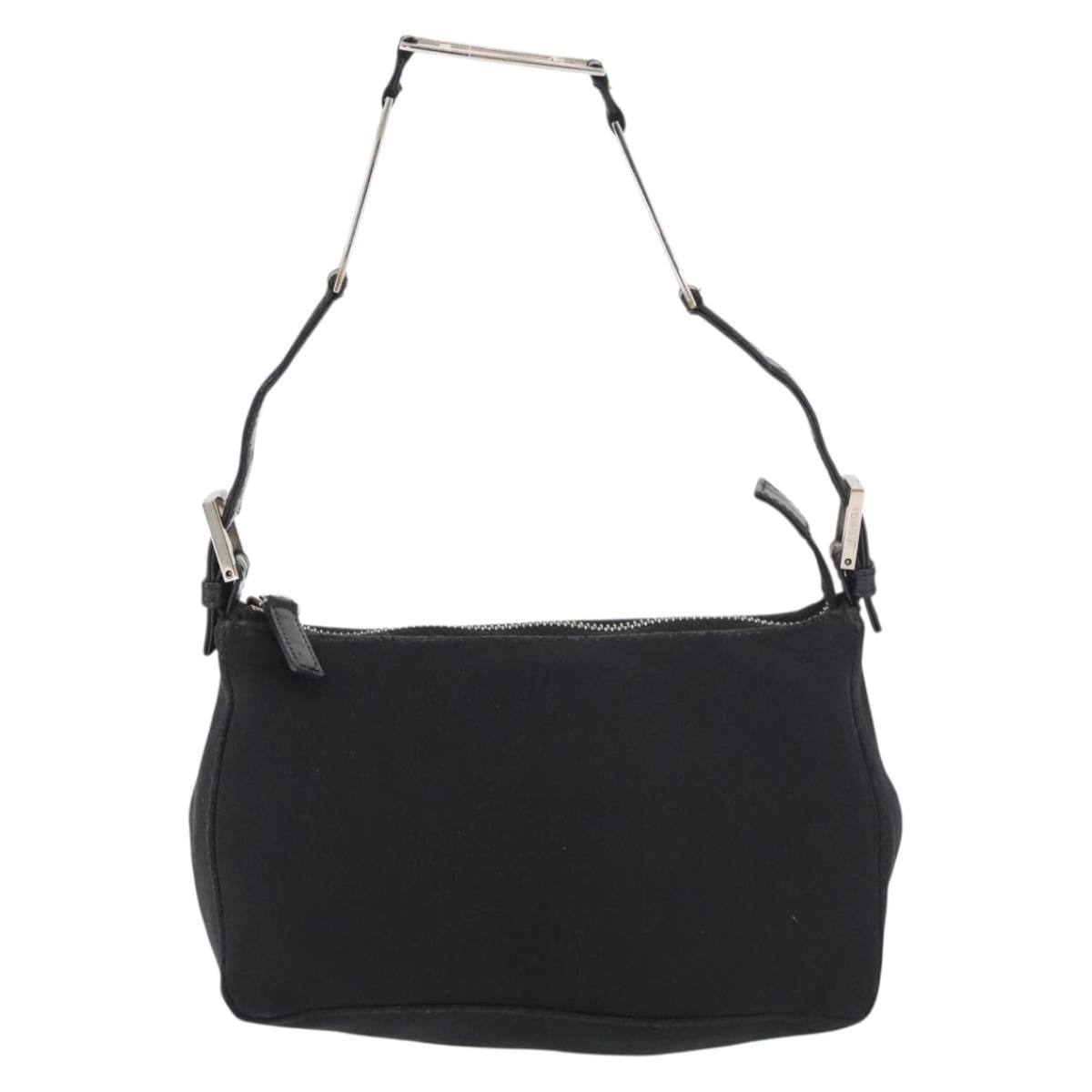 FENDI Hand Pouch Black Silver Auth 177926