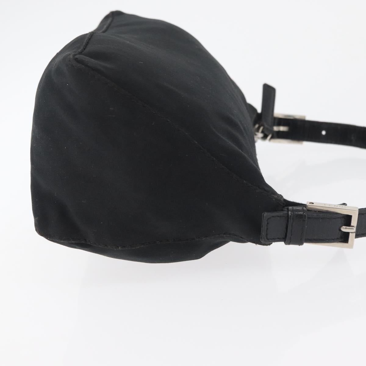 FENDI Hand Pouch Nylon Black Silver Auth 177926