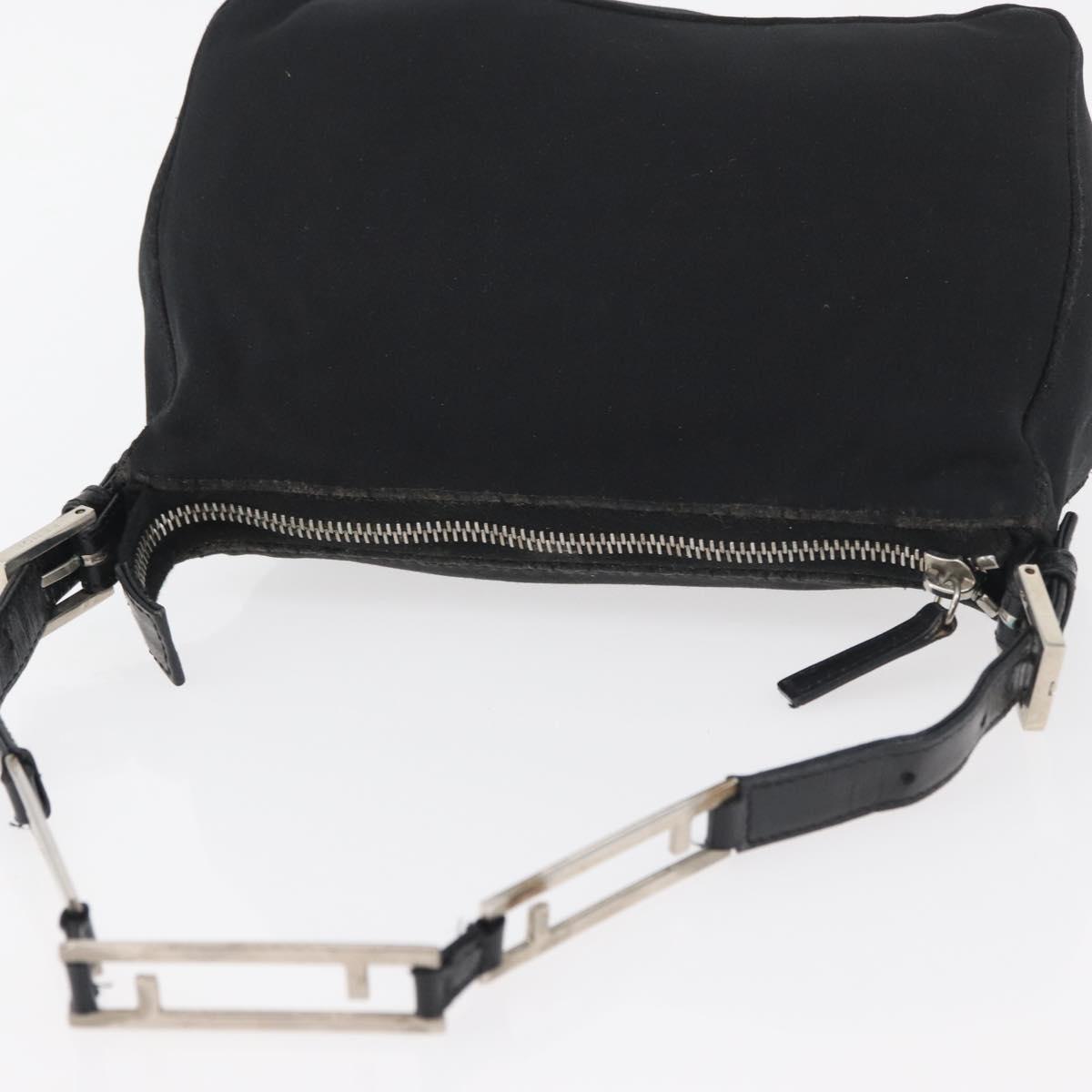 FENDI Hand Pouch Nylon Black Silver Auth 177926
