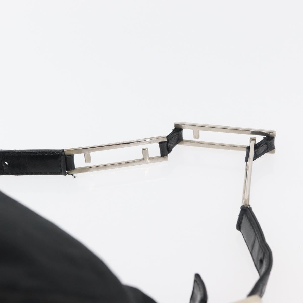 FENDI Hand Pouch Black Silver Auth 177926