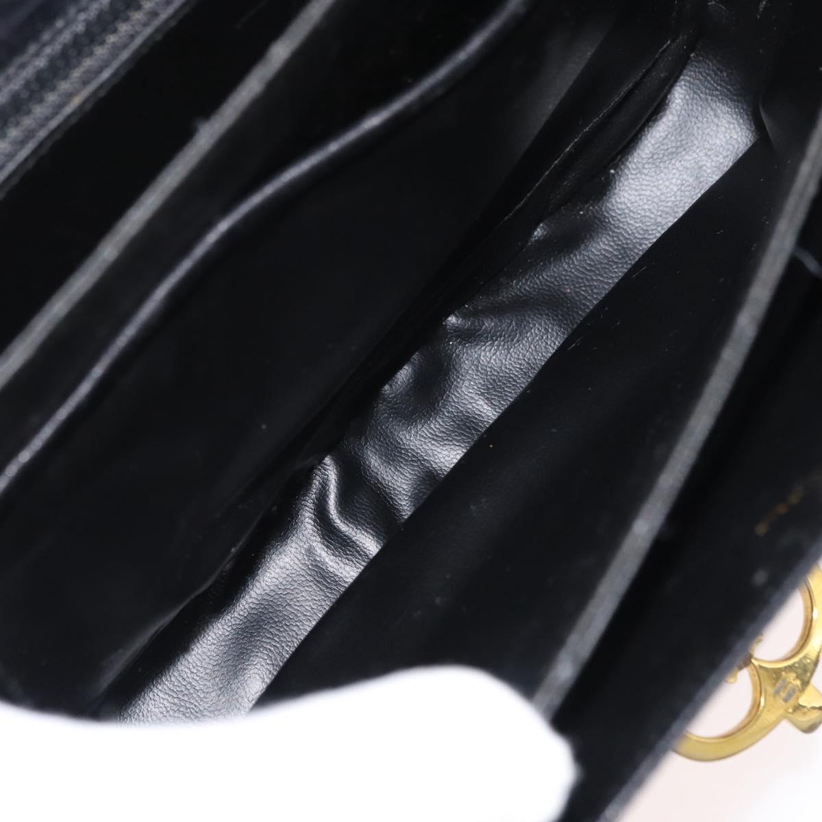 CELINE Shoulder Bag Leather Black Gold Auth 177927