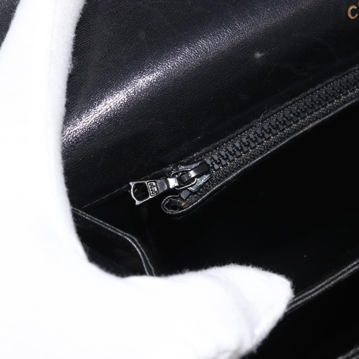 CELINE Shoulder Bag Leather Black Gold Auth 177927