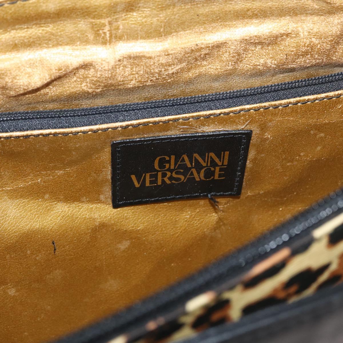 VERSACE Hand Bag PVC Leather Yellow Gold Auth 177929