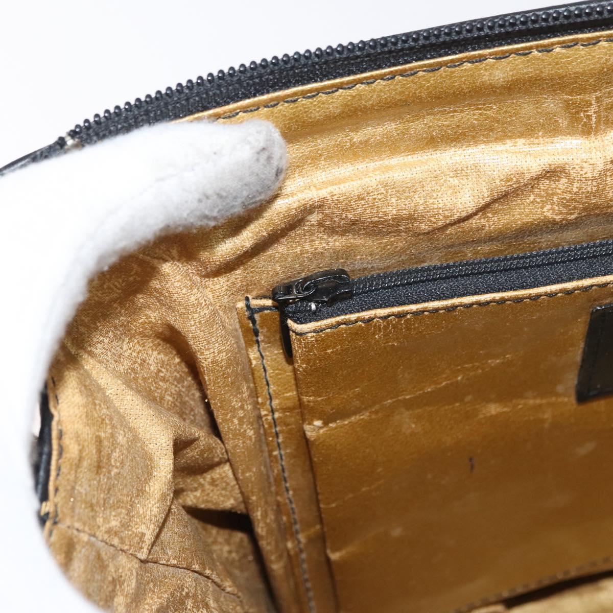 VERSACE Hand Bag PVC Leather Yellow Gold Auth 177929