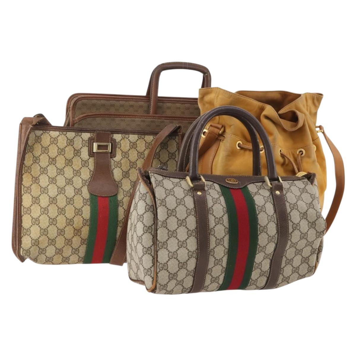 GUCCI GG Supreme Micro GG Supreme Web Sherry Line Bag PVC 4 Set Auth 177931