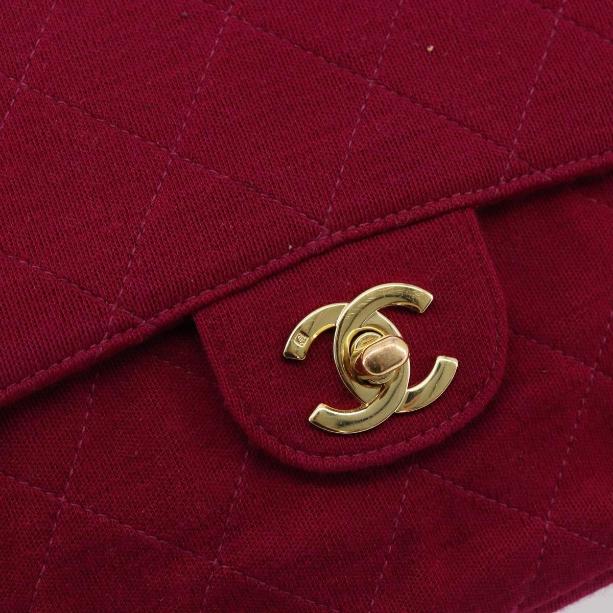 CHANEL Matelasse 25 Chain Shoulder Bag Cotton Purple Gold CC Auth 177962