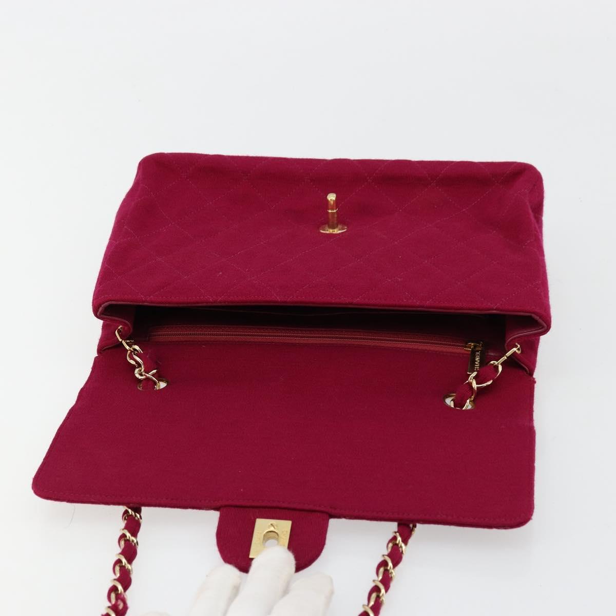 CHANEL Matelasse 25 Chain Shoulder Bag Cotton Purple Gold CC Auth 177962