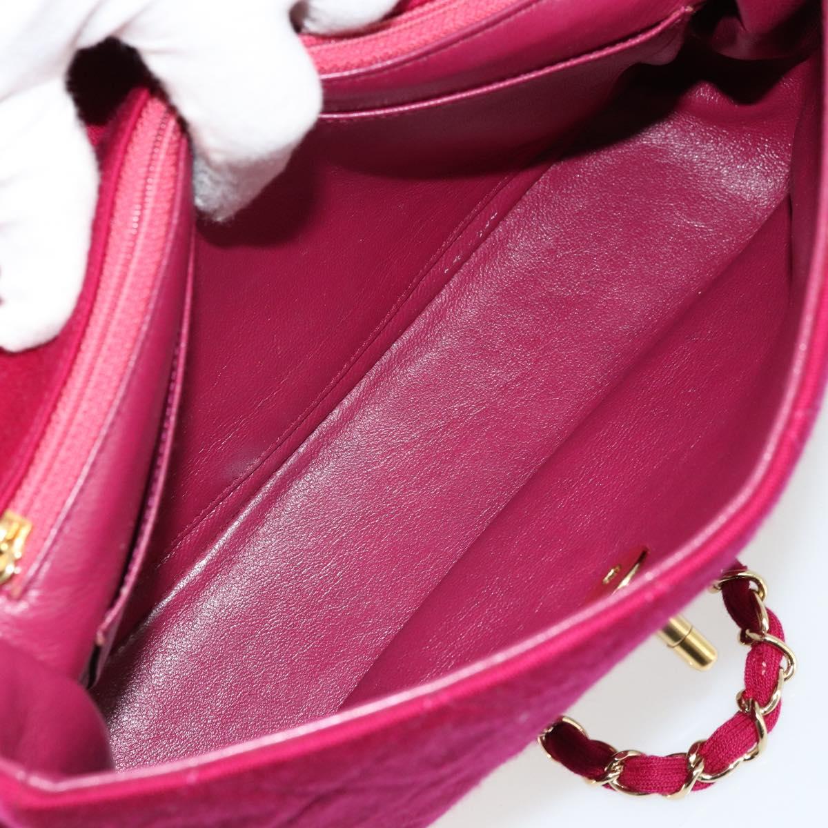 CHANEL Matelasse 25 Chain Shoulder Bag Cotton Purple Gold CC Auth 177962