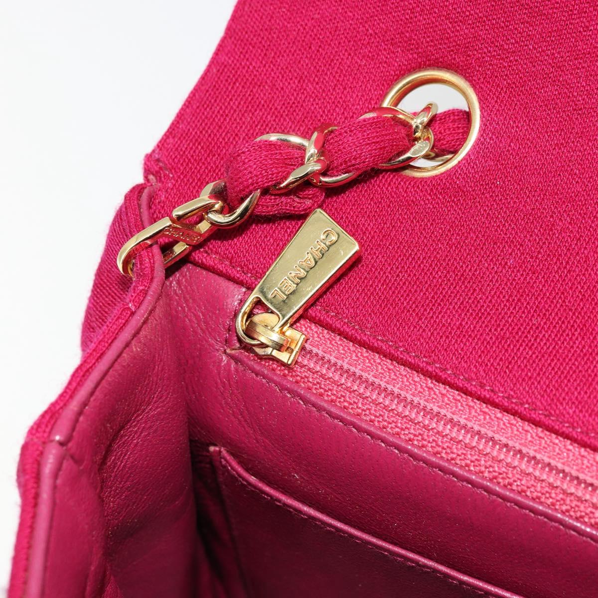 CHANEL Matelasse 25 Chain Shoulder Bag Cotton Purple Gold CC Auth 177962