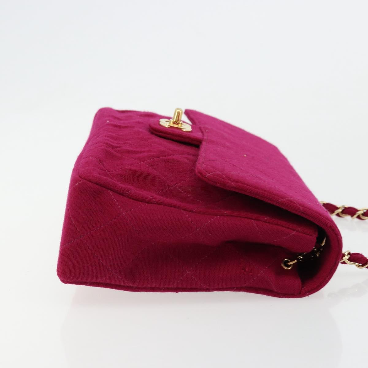 CHANEL Matelasse 25 Chain Shoulder Bag Cotton Purple Gold CC Auth 177962