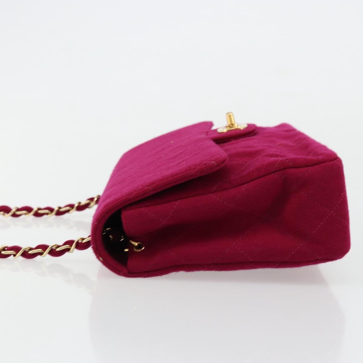 CHANEL Matelasse 25 Chain Shoulder Bag Cotton Purple Gold CC Auth 177962