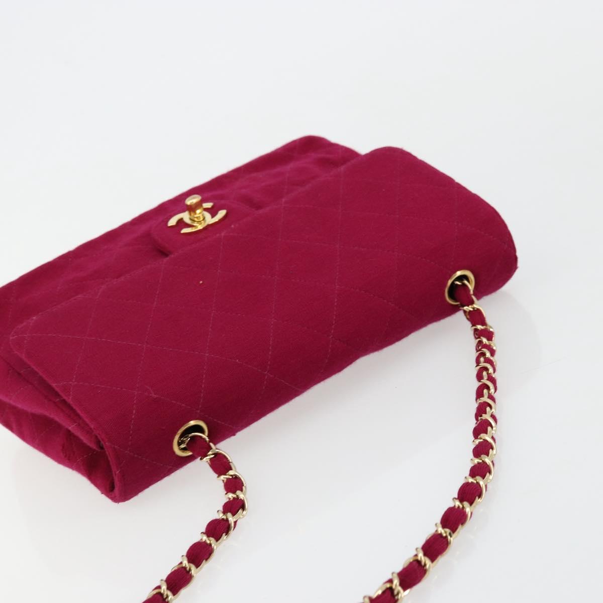 CHANEL Matelasse 25 Chain Shoulder Bag Cotton Purple Gold CC Auth 177962