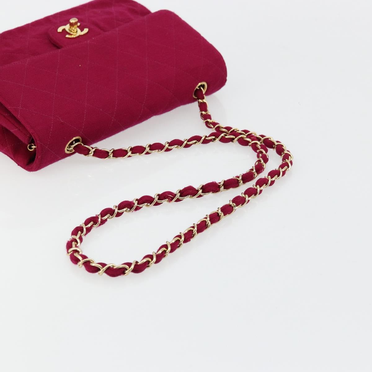 CHANEL Matelasse 25 Chain Shoulder Bag Cotton Purple Gold CC Auth 177962