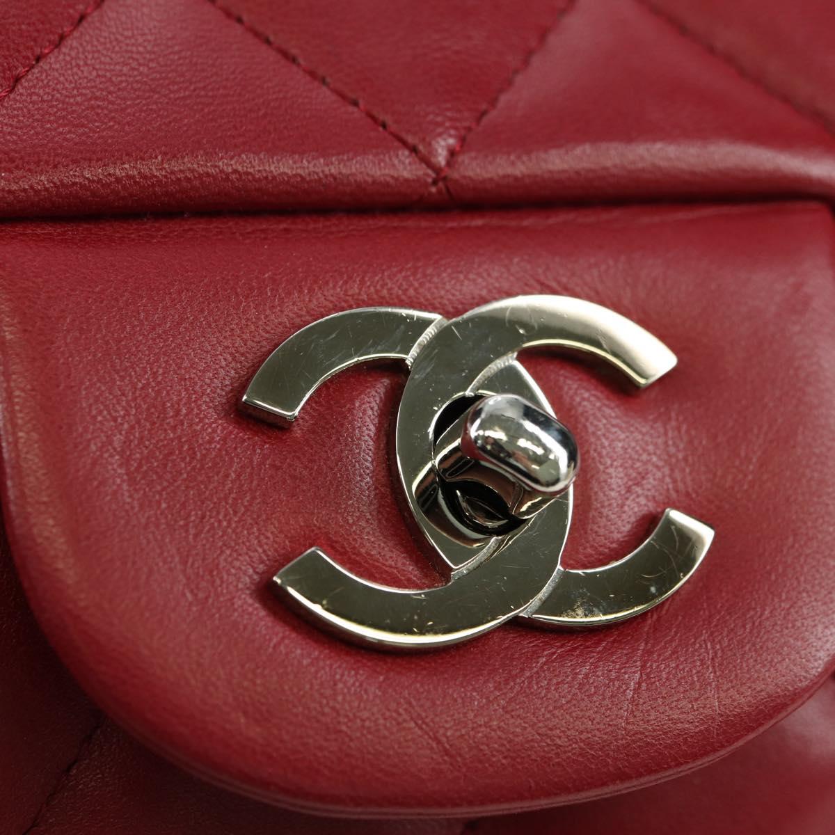 CHANEL Matelasse 30 Chain Shoulder Bag Lamb Skin Red Gold CC Auth 177966V