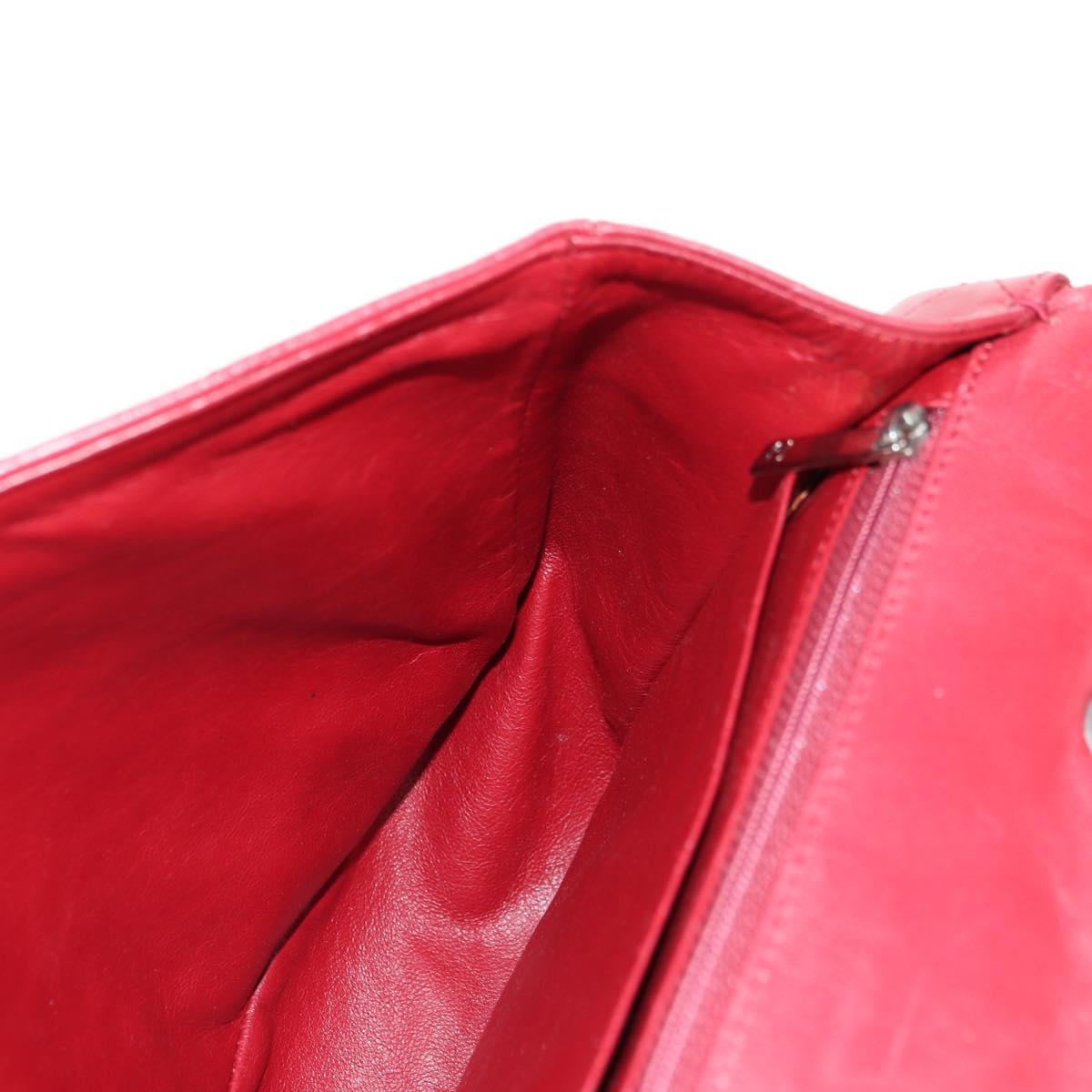 CHANEL Matelasse 30 Chain Shoulder Bag Lamb Skin Red Gold CC Auth 177966V
