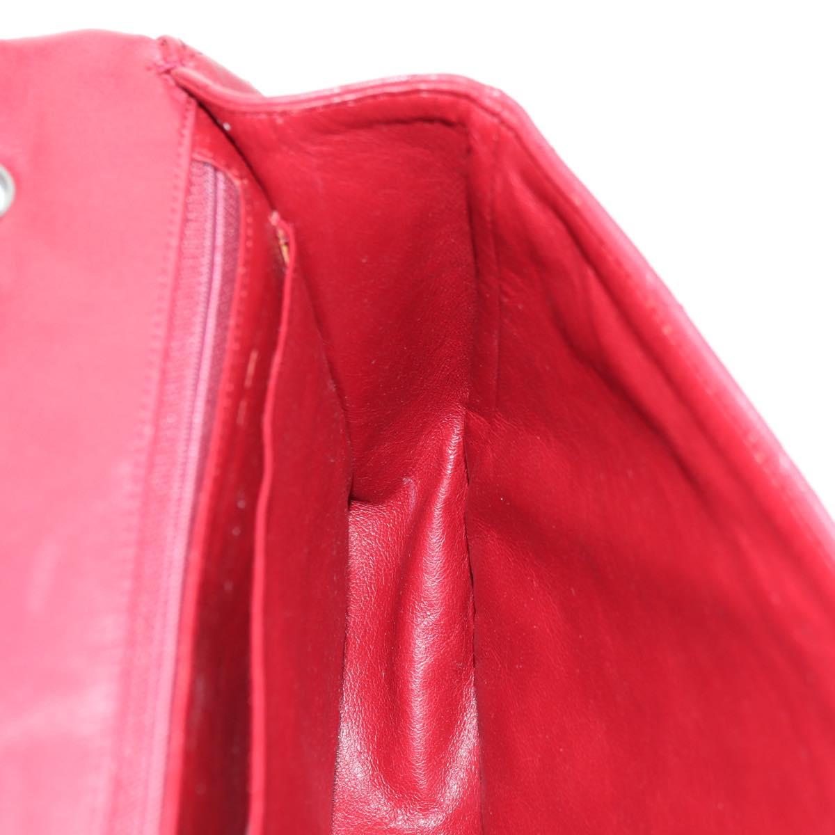 CHANEL Matelasse 30 Chain Shoulder Bag Lamb Skin Red Gold CC Auth 177966V