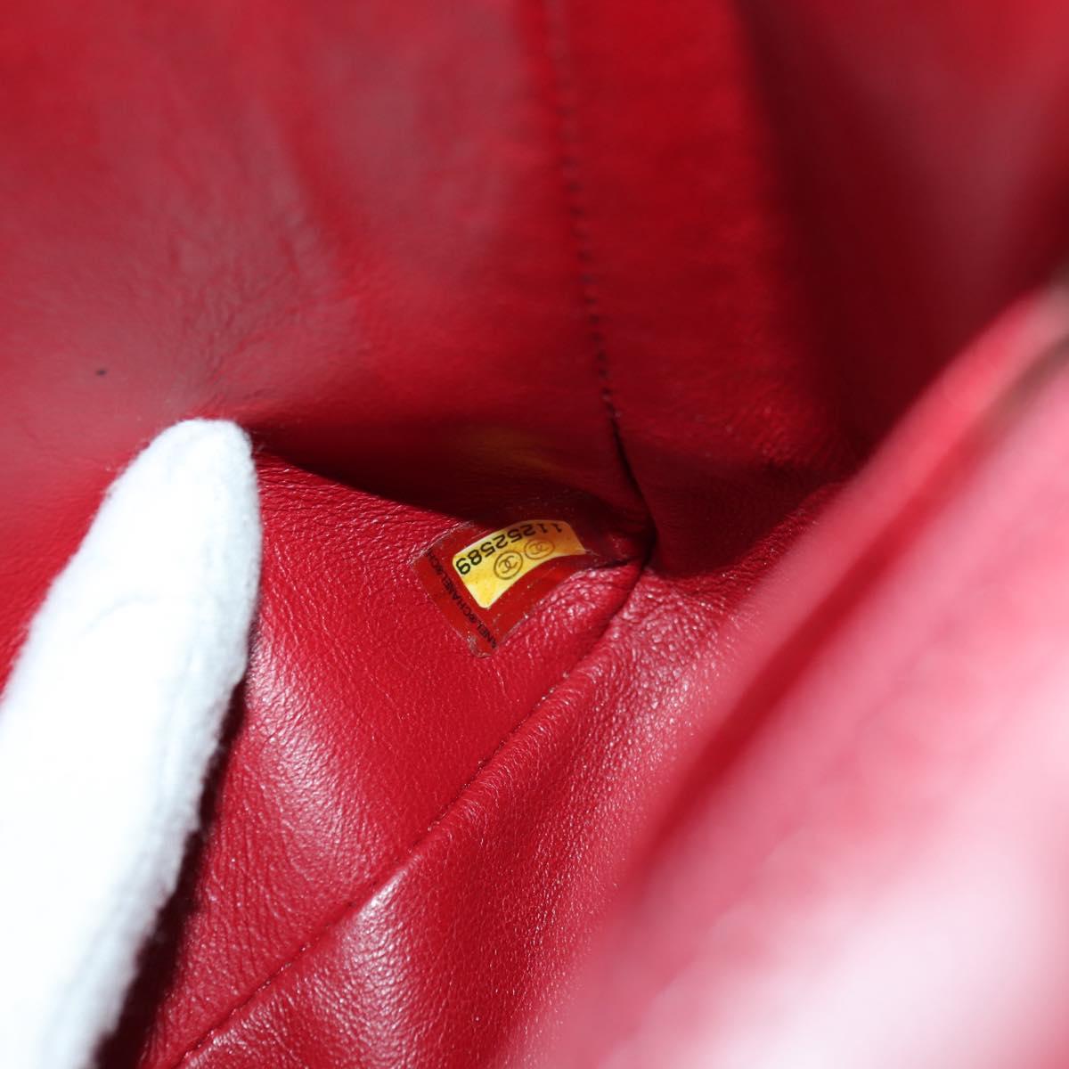 CHANEL Matelasse 30 Chain Shoulder Bag Lamb Skin Red Gold CC Auth 177966V