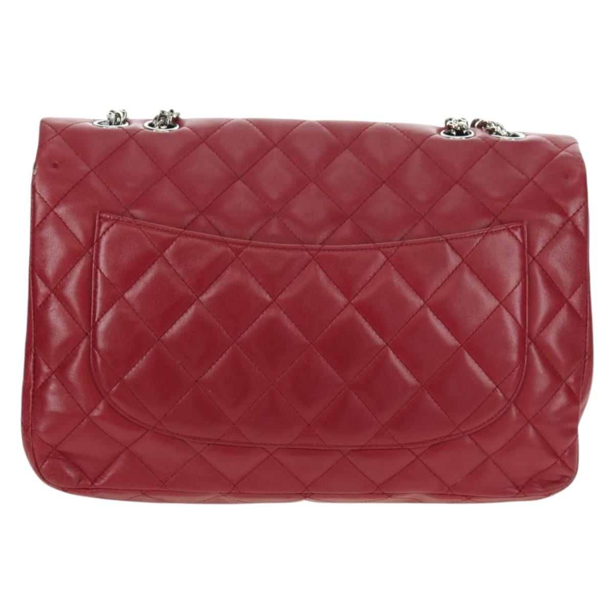CHANEL Matelasse 30 Chain Shoulder Bag Lamb Skin Red Gold CC Auth 177966V