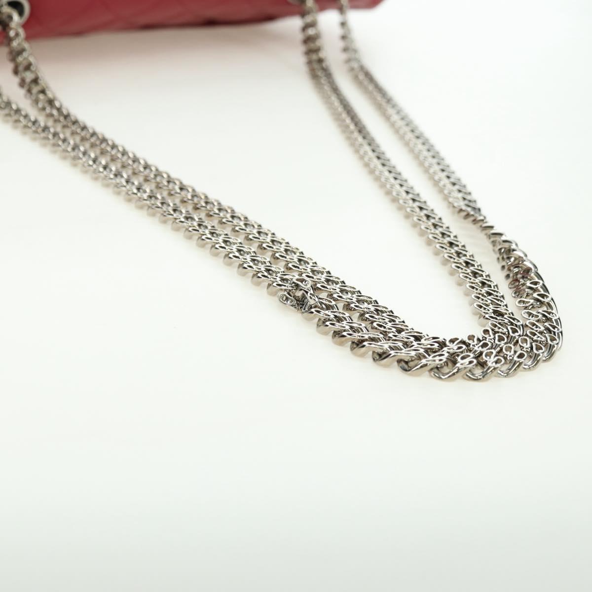 CHANEL Matelasse 30 Chain Shoulder Bag Lamb Skin Red Gold CC Auth 177966V