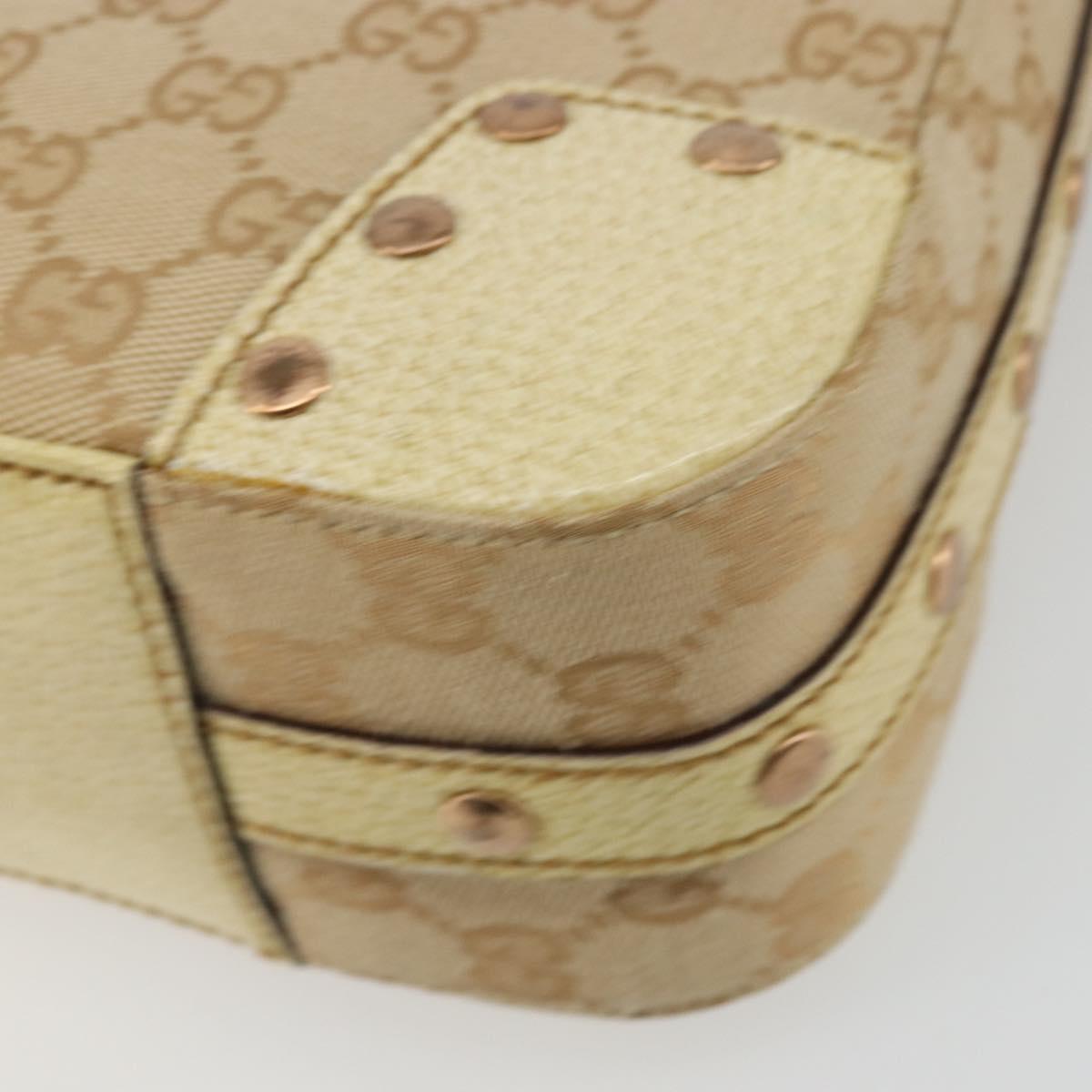 GUCCI GG Canvas Shoulder Bag Beige Gold Auth 177967A