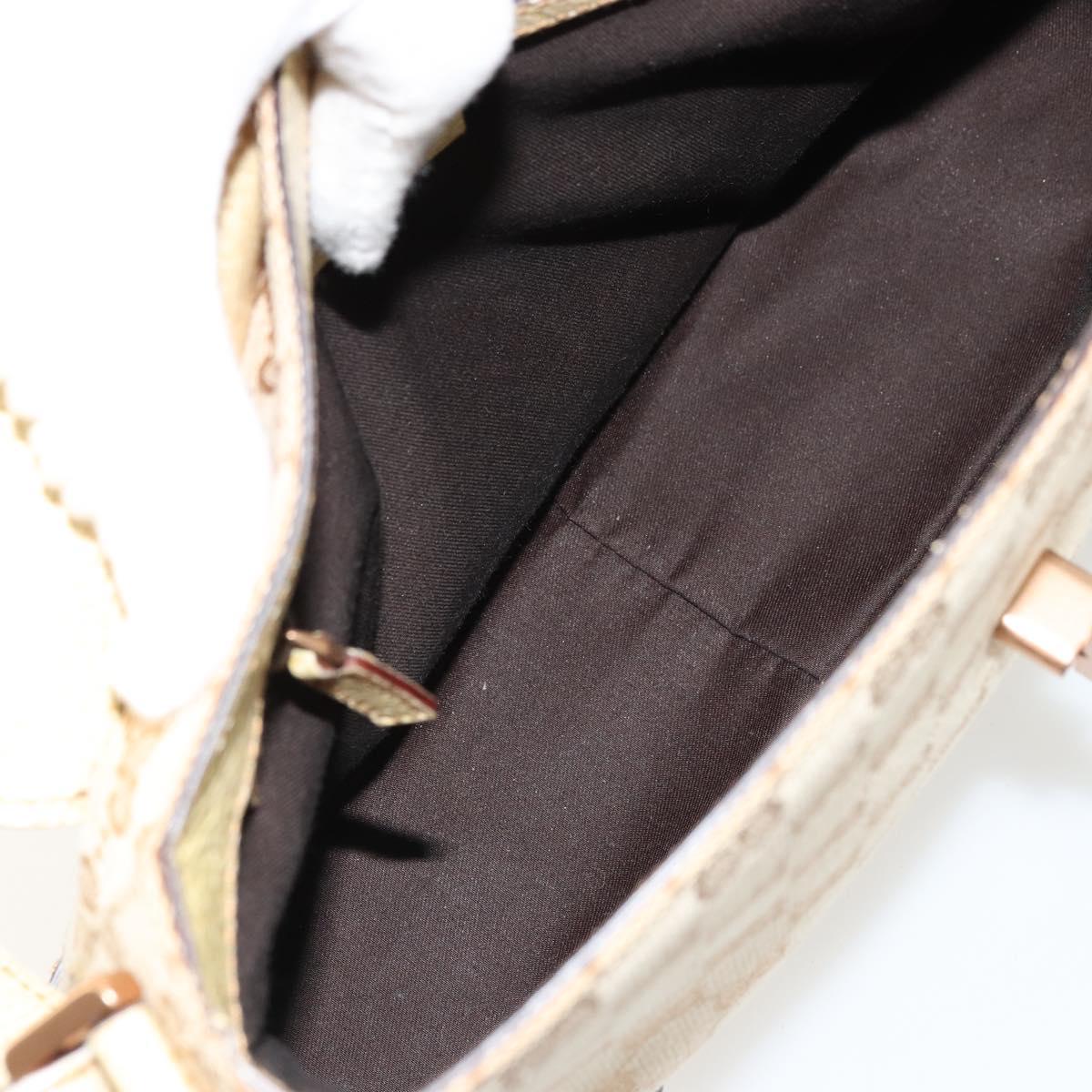 GUCCI GG Canvas Shoulder Bag Beige Gold Auth 177967A