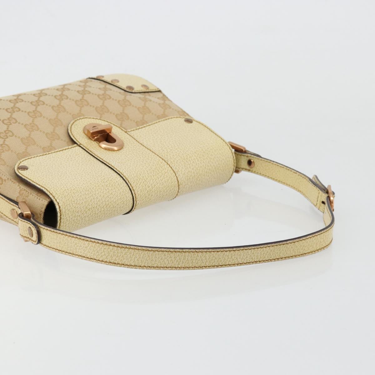 GUCCI GG Canvas Shoulder Bag Beige Gold Auth 177967A