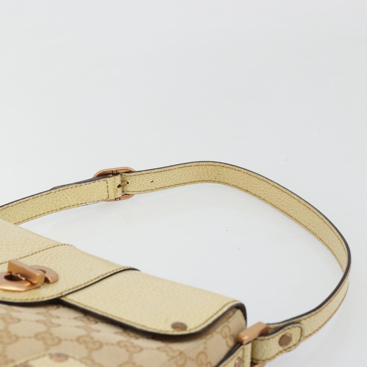 GUCCI GG Canvas Shoulder Bag Beige Gold Auth 177967A