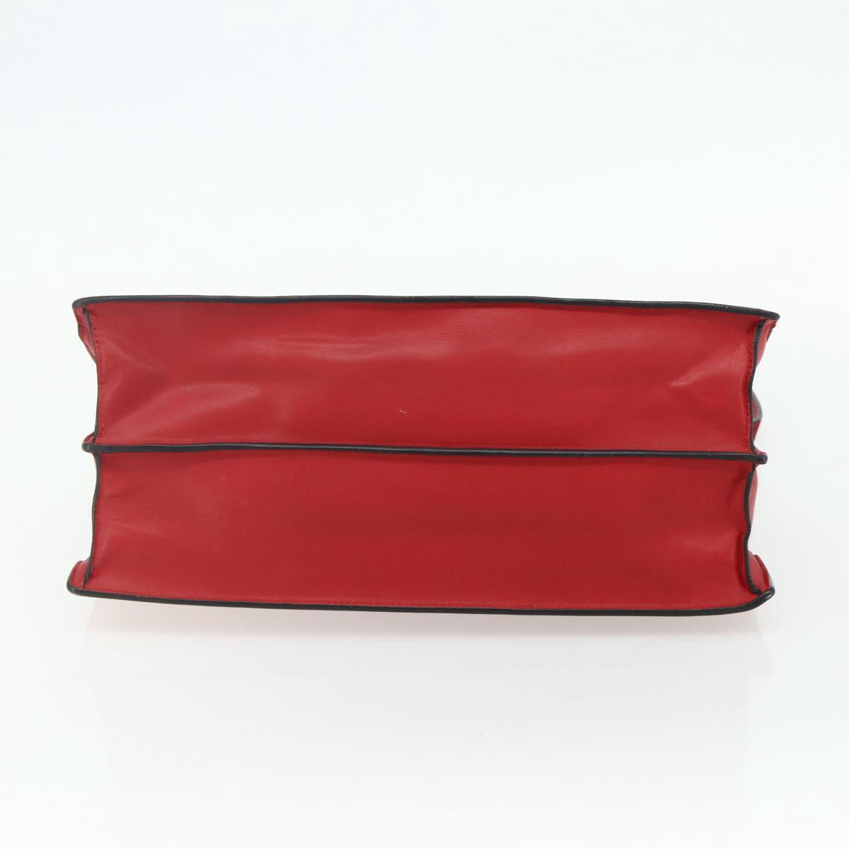 CELINE Shoulder Bag Leather Red Silver Auth 177971