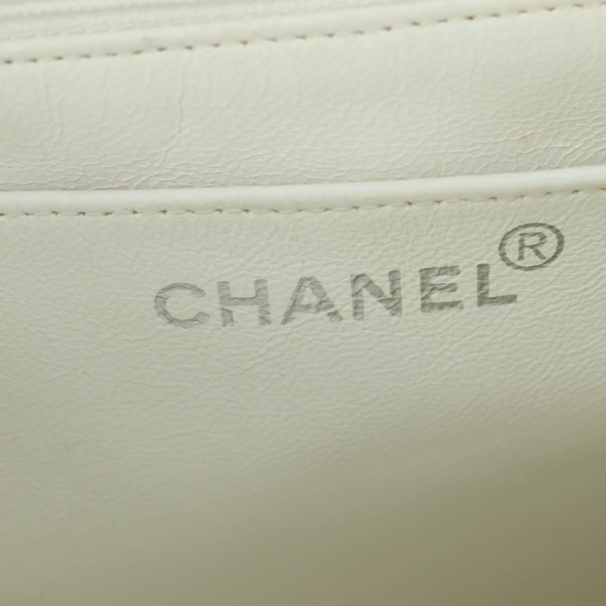 CHANEL Chain Hand Bag Tweed Light Blue Silver CC Auth 177972SV
