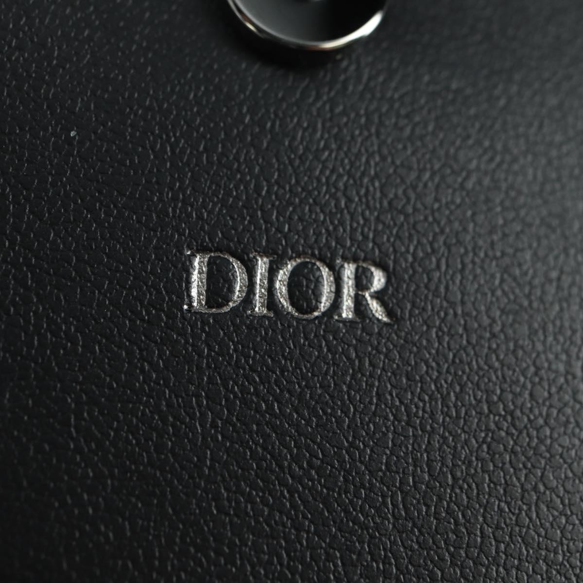 Christian Dior Trotter Canvas Neck Pouch Black Silver Auth 177974M