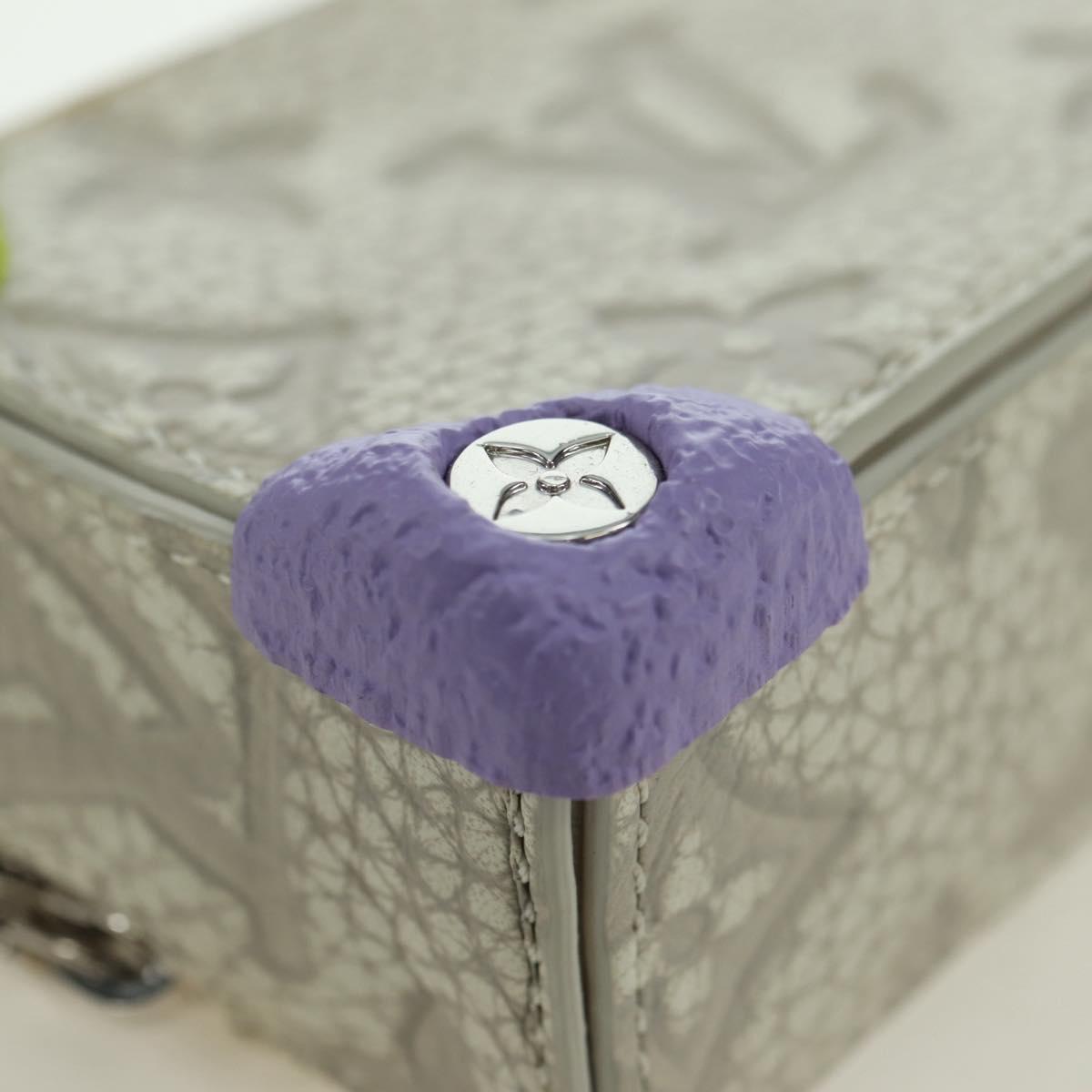 LOUIS VUITTON Taurillon Clemence Climbing Pouch Gray MP3383 LV Auth 177975M