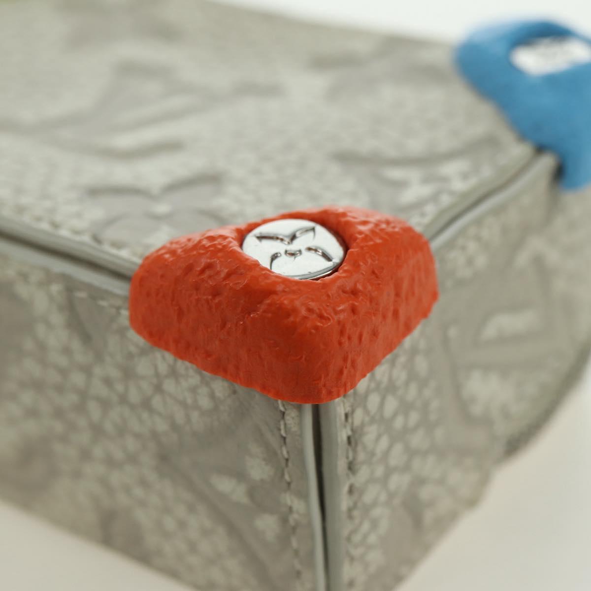 LOUIS VUITTON Taurillon Clemence Climbing Pouch Gray MP3383 LV Auth 177975M